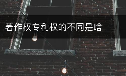 著作权专利权的不同是啥