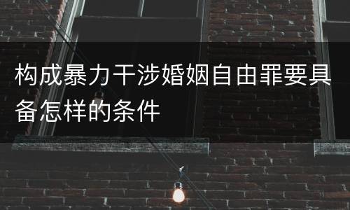 构成暴力干涉婚姻自由罪要具备怎样的条件