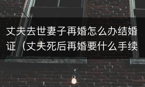 丈夫去世妻子再婚怎么办结婚证（丈夫死后再婚要什么手续吗）