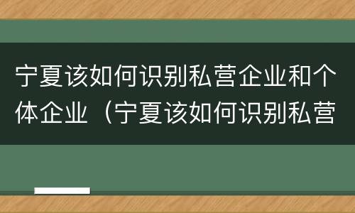 宁夏该如何识别私营企业和个体企业（宁夏该如何识别私营企业和个体企业）