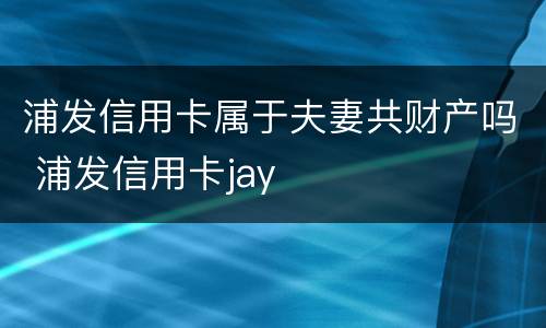 浦发信用卡属于夫妻共财产吗 浦发信用卡jay