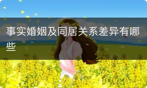 事实婚姻及同居关系差异有哪些