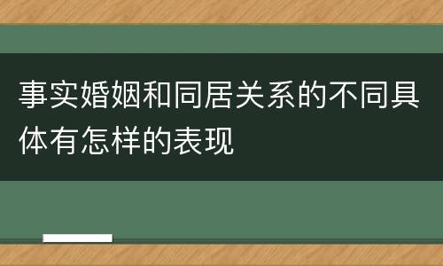 事实婚姻和同居关系的不同具体有怎样的表现