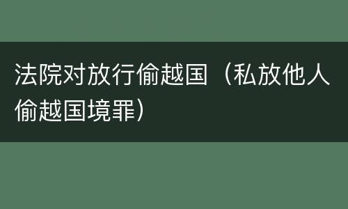 法院对放行偷越国（私放他人偷越国境罪）