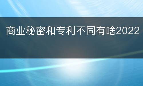 商业秘密和专利不同有啥2022