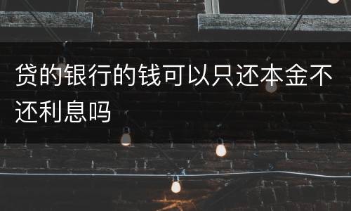 贷的银行的钱可以只还本金不还利息吗
