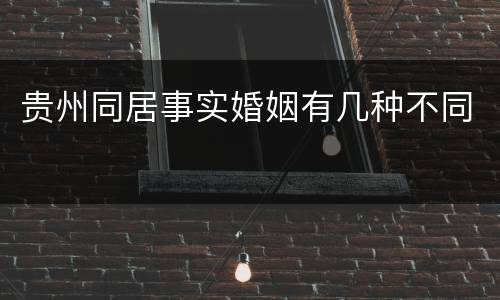 贵州同居事实婚姻有几种不同