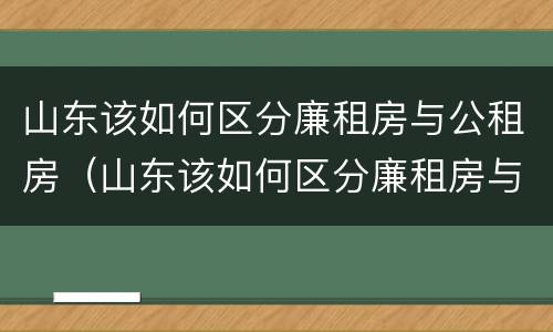 山东该如何区分廉租房与公租房（山东该如何区分廉租房与公租房呢）