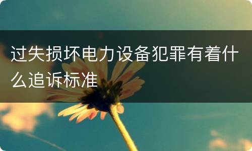 过失损坏电力设备犯罪有着什么追诉标准