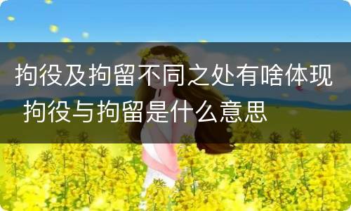 拘役及拘留不同之处有啥体现 拘役与拘留是什么意思
