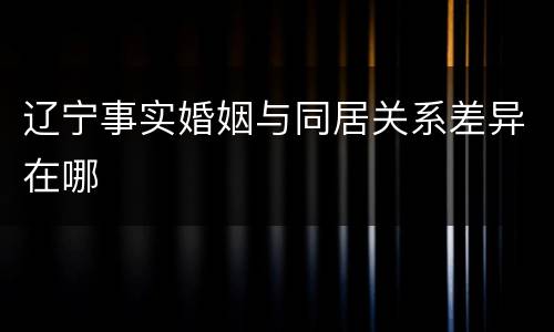 辽宁事实婚姻与同居关系差异在哪