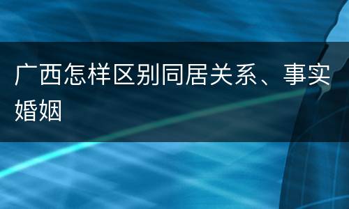 广西怎样区别同居关系、事实婚姻