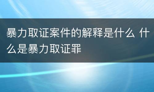 暴力取证案件的解释是什么 什么是暴力取证罪