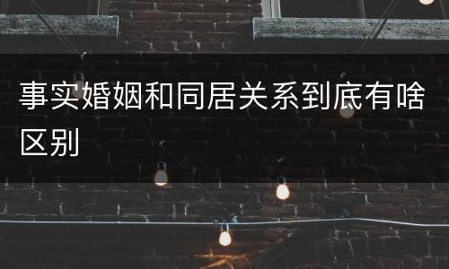 事实婚姻和同居关系到底有啥区别