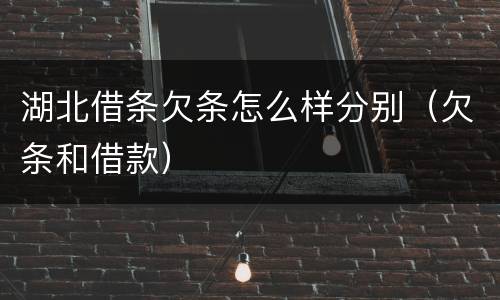 湖北借条欠条怎么样分别（欠条和借款）