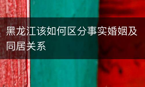 黑龙江该如何区分事实婚姻及同居关系