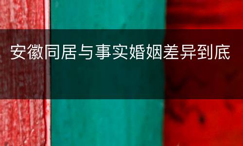 安徽同居与事实婚姻差异到底