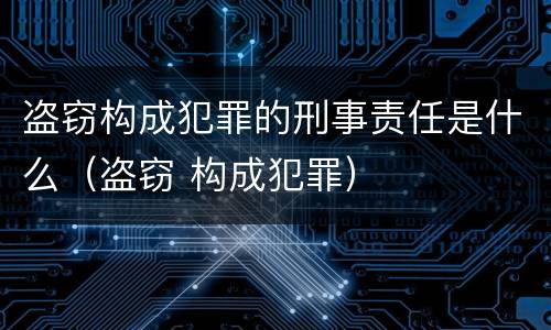 盗窃构成犯罪的刑事责任是什么（盗窃 构成犯罪）