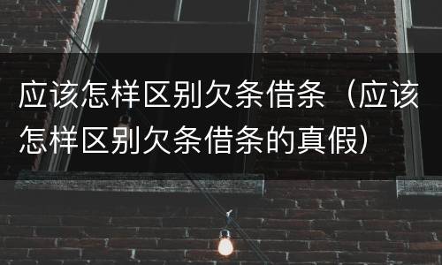 应该怎样区别欠条借条（应该怎样区别欠条借条的真假）
