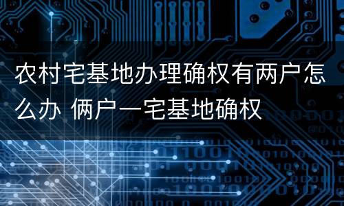 农村宅基地办理确权有两户怎么办 俩户一宅基地确权
