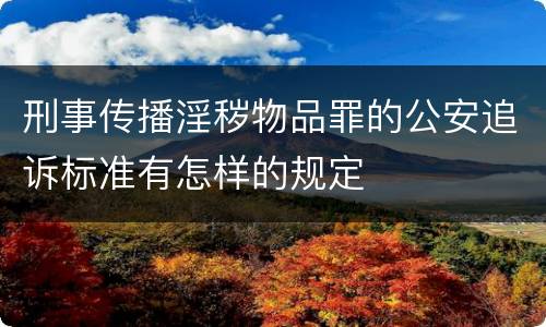 刑事传播淫秽物品罪的公安追诉标准有怎样的规定