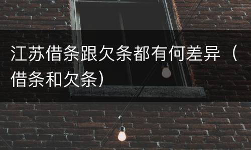 江苏借条跟欠条都有何差异（借条和欠条）