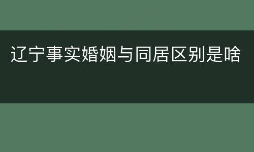辽宁事实婚姻与同居区别是啥