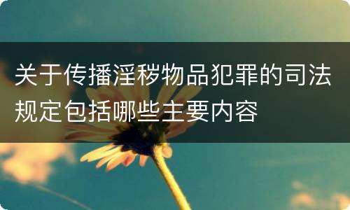 关于传播淫秽物品犯罪的司法规定包括哪些主要内容