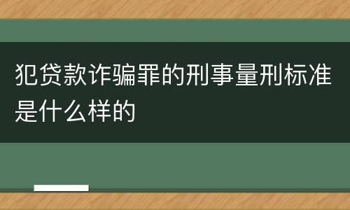 犯贷款诈骗罪的刑事量刑标准是什么样的