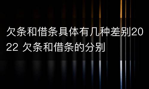 欠条和借条具体有几种差别2022 欠条和借条的分别
