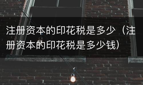 注册资本的印花税是多少（注册资本的印花税是多少钱）