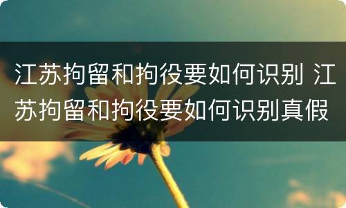 江苏拘留和拘役要如何识别 江苏拘留和拘役要如何识别真假