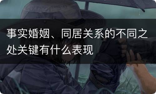 事实婚姻、同居关系的不同之处关键有什么表现