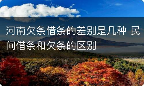 河南欠条借条的差别是几种 民间借条和欠条的区别