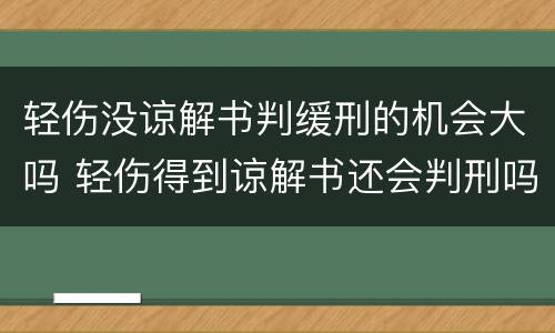 轻伤没谅解书判缓刑的机会大吗 轻伤得到谅解书还会判刑吗