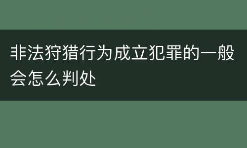 非法狩猎行为成立犯罪的一般会怎么判处