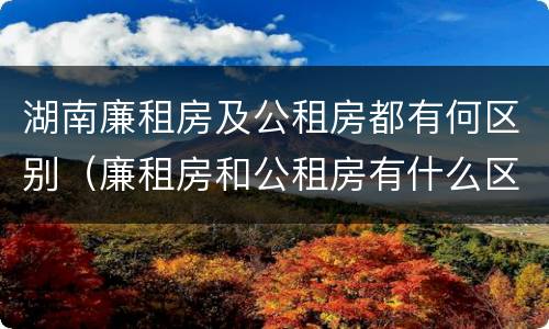 湖南廉租房及公租房都有何区别（廉租房和公租房有什么区别）