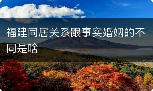 福建同居关系跟事实婚姻的不同是啥
