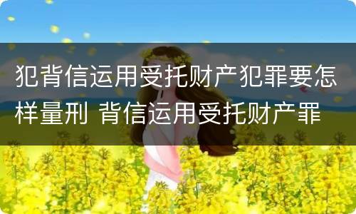 犯背信运用受托财产犯罪要怎样量刑 背信运用受托财产罪 量刑
