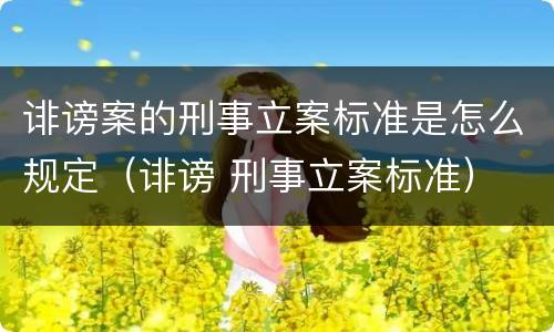 诽谤案的刑事立案标准是怎么规定（诽谤 刑事立案标准）