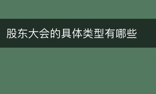 股东大会的具体类型有哪些