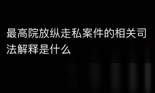 最高院放纵走私案件的相关司法解释是什么