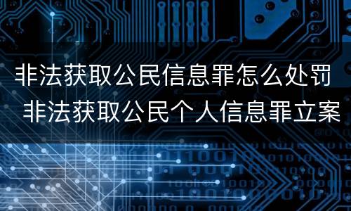 非法获取公民信息罪怎么处罚 非法获取公民个人信息罪立案标准