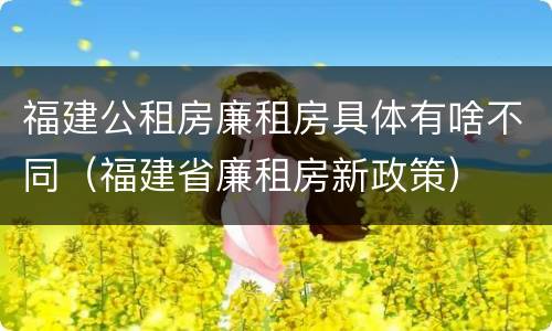 福建公租房廉租房具体有啥不同（福建省廉租房新政策）