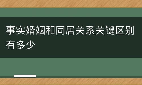 事实婚姻和同居关系关键区别有多少