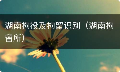 湖南拘役及拘留识别（湖南拘留所）