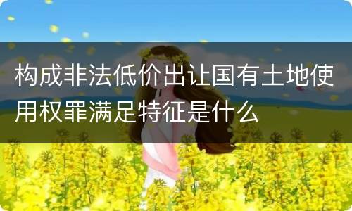 构成非法低价出让国有土地使用权罪满足特征是什么