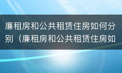廉租房和公共租赁住房如何分别（廉租房和公共租赁住房如何分别认定）