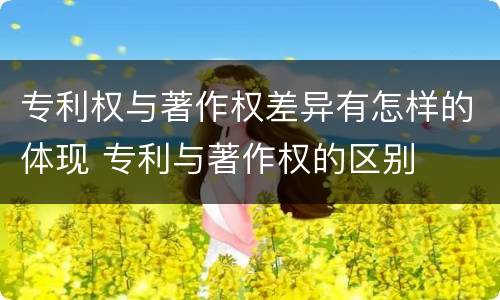 专利权与著作权差异有怎样的体现 专利与著作权的区别