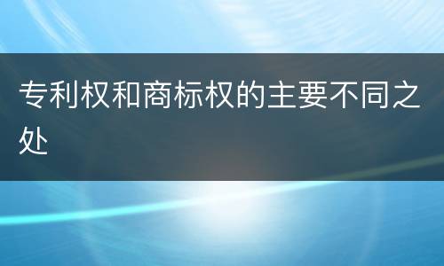 专利权和商标权的主要不同之处
